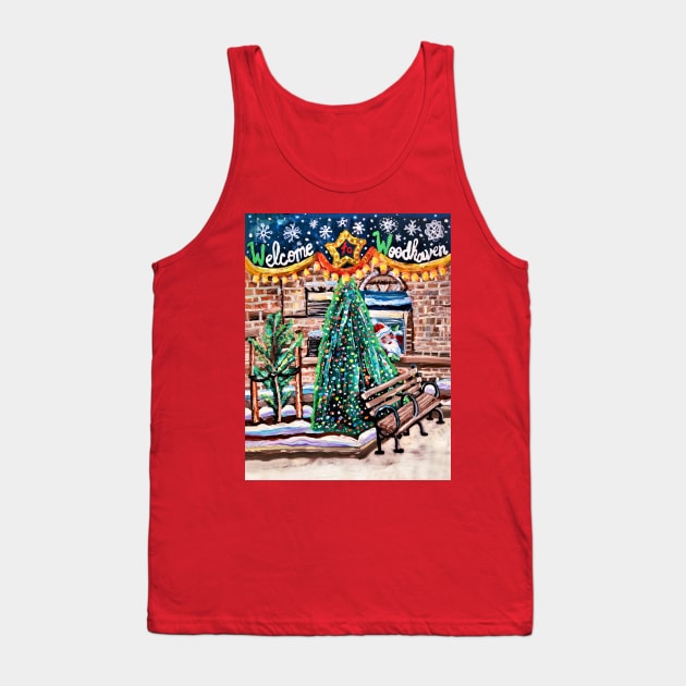 Welcome to Woodhaven Christmas Tank Top by Art by Deborah Camp